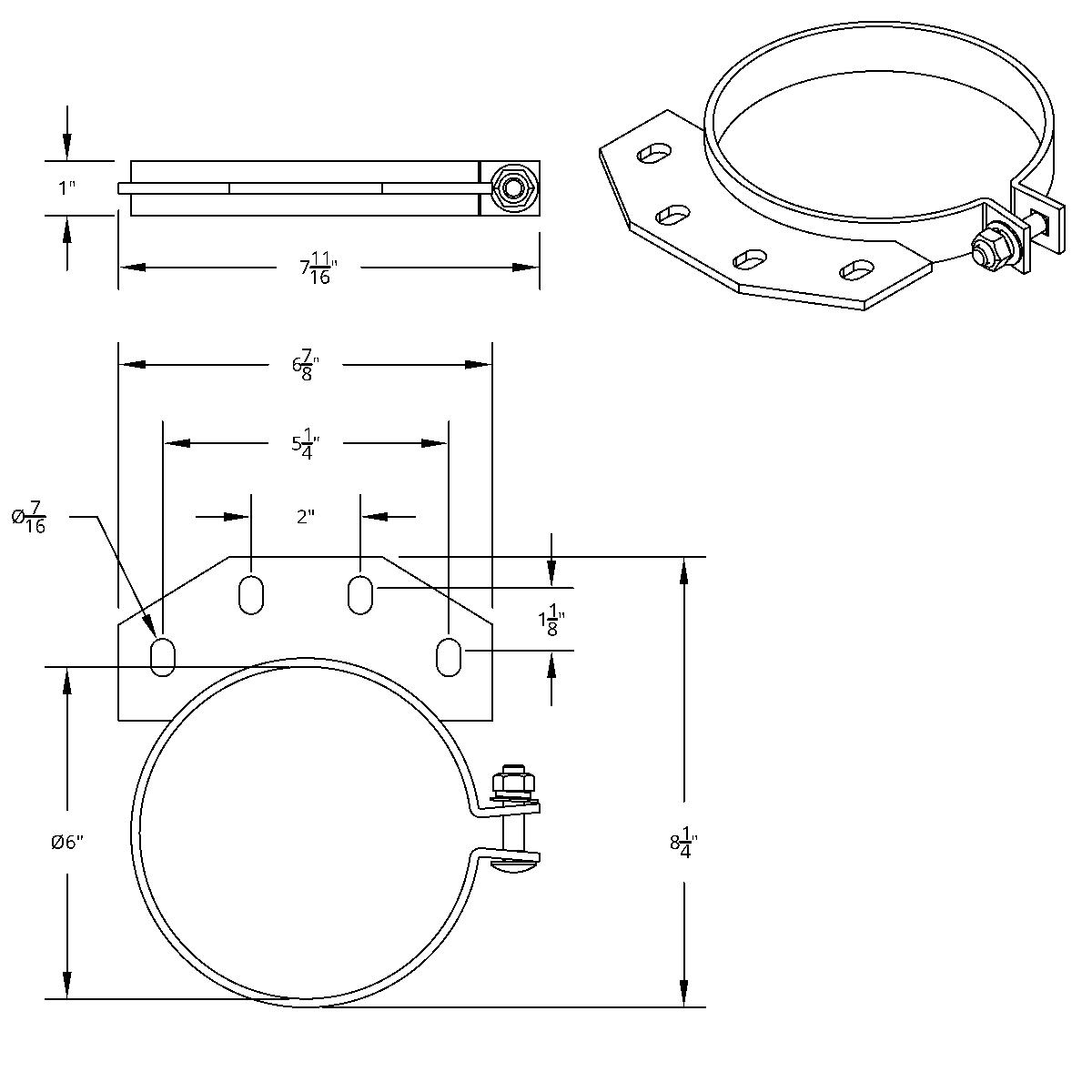6" Chrome Exhaust Clamp For Peterbilt Ultra Cab - Thumbnail 2