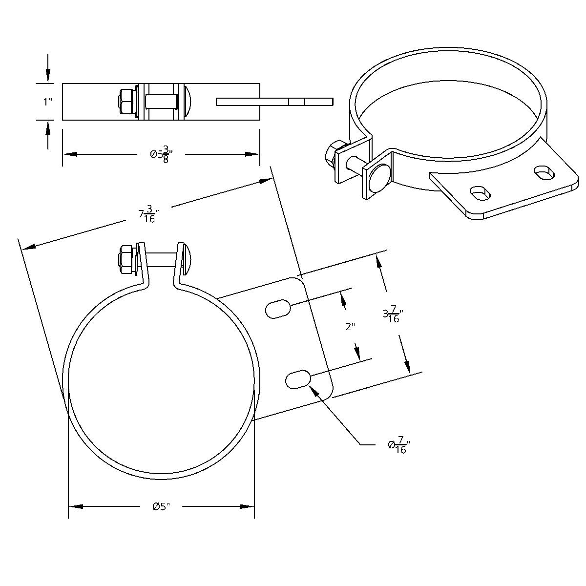 5" Chrome Exhaust Clamp For Peterbilt - Thumbnail 3