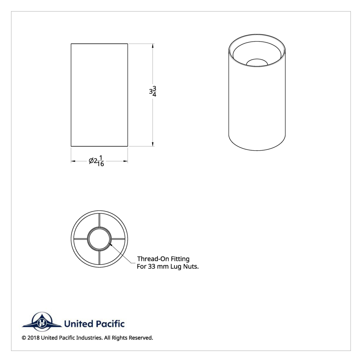 33mm X 3 3/4" Chrome Plastic Concave Top Nut Cover - Thread - On (Bulk) - Thumbnail 7