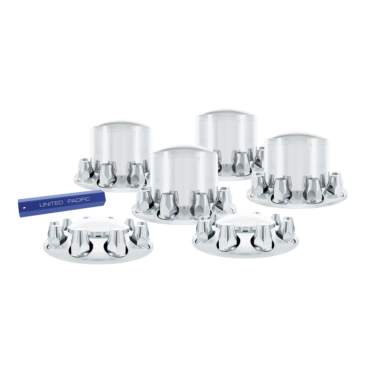 Dome Axle Cover Combo Kit With 33mm Standard Thread-On Nut Covers & Nut Cover Tool - Chrome - Thumbnail 4