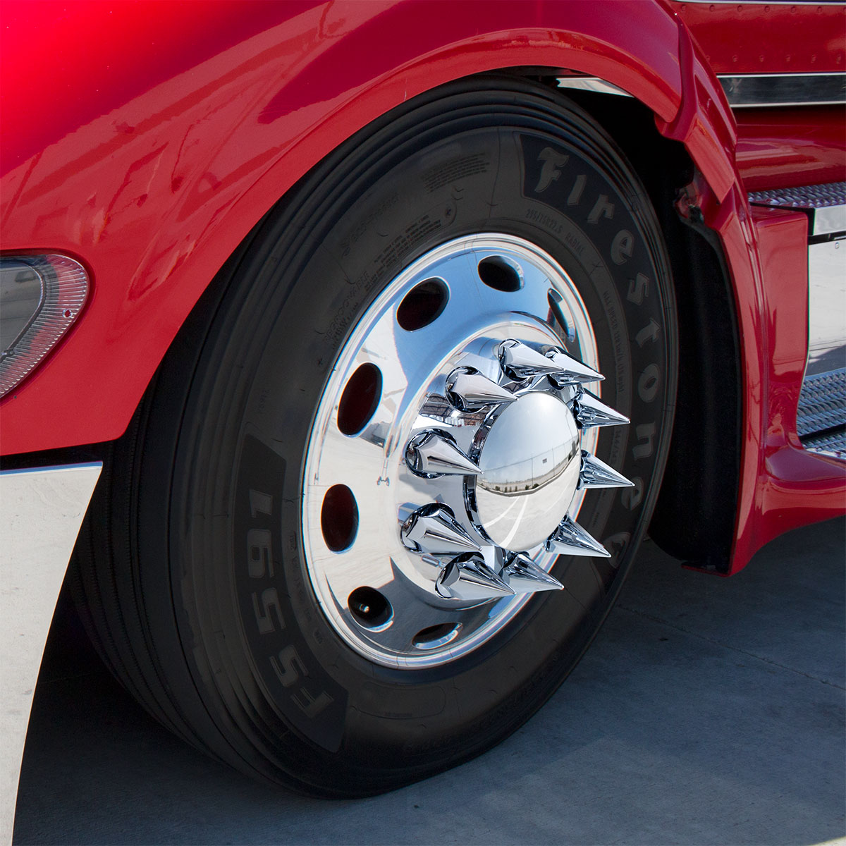 Dome Axle Cover Combo Kit With 33mm Spike Thread-On Nut Covers & Nut Cover Tool - Chrome - Thumbnail 3