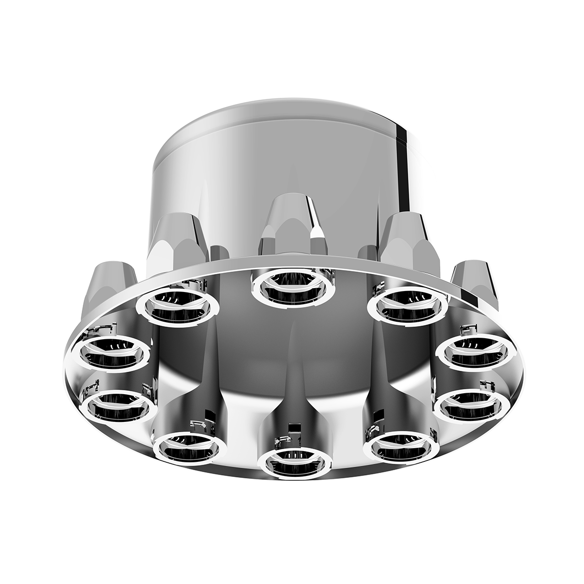 Dome Rear Axle Cover With 33mm Standard Style Push-On Nut Covers - Chrome - Thumbnail 5