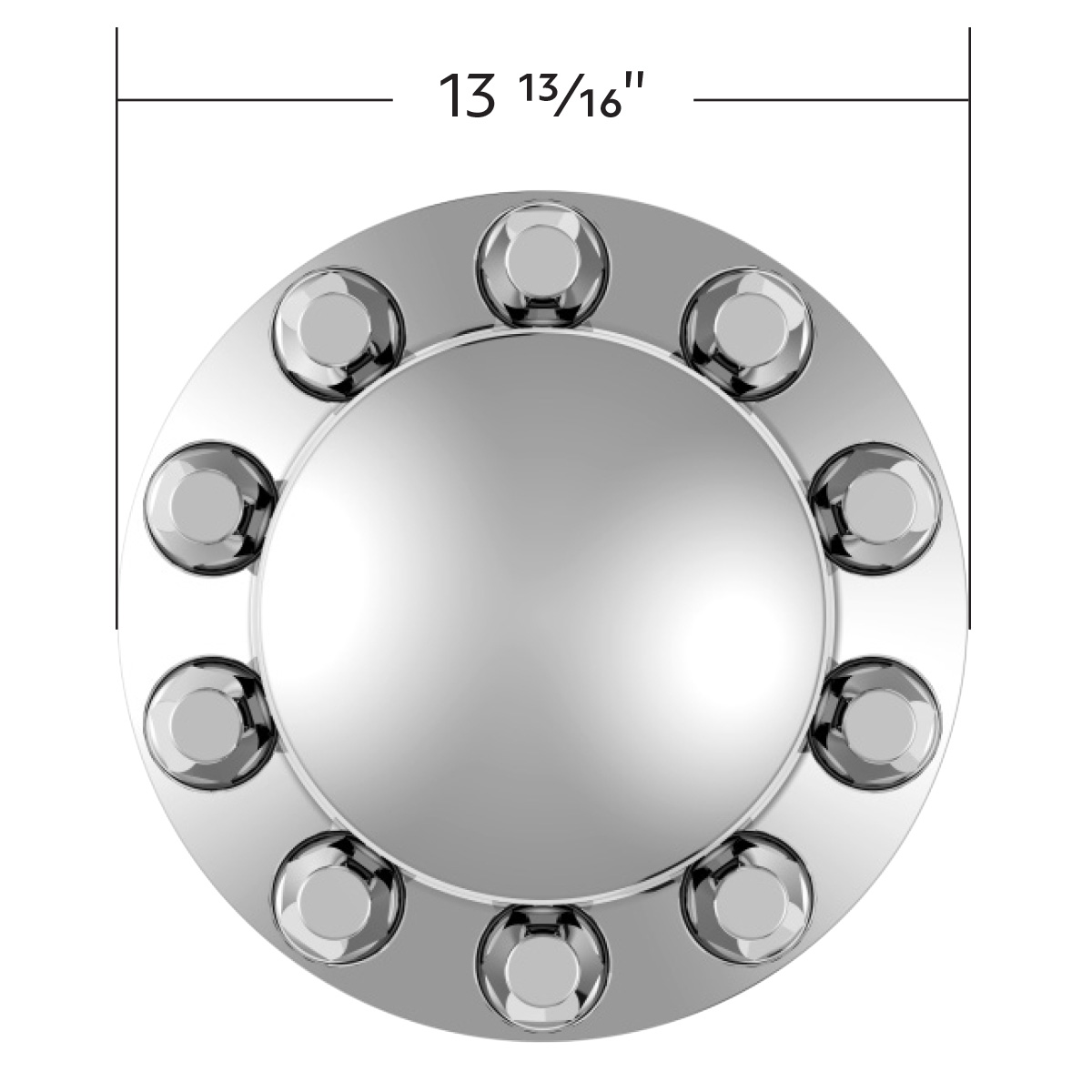 Dome Rear Axle Cover With 33mm Standard Style Push-On Nut Covers - Chrome - Thumbnail 9