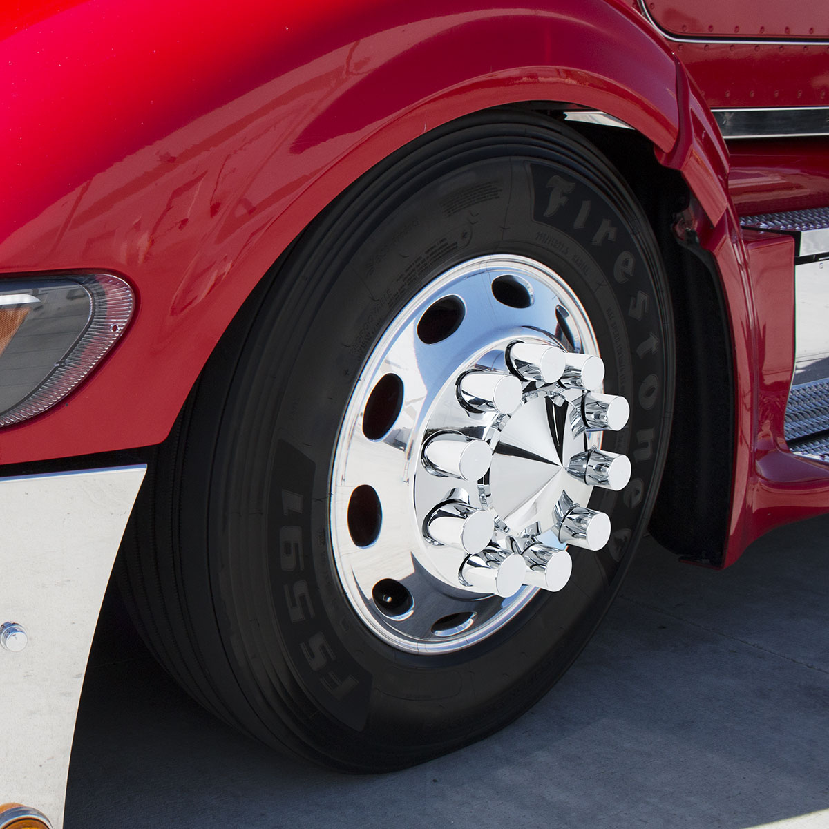 Pointed Axle Cover Combo Kit With 33mm Cylinder Thread-On Nut Covers - Chrome - Thumbnail 3