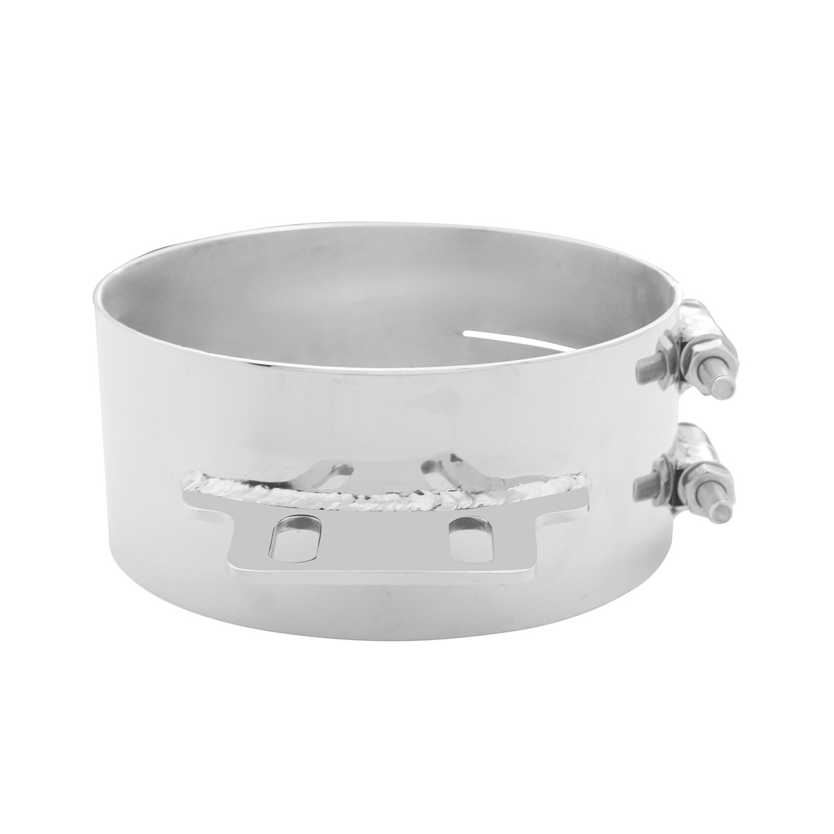 8" Stainless Butt Joint Exhaust Clamp - Straight Bracket - Thumbnail 2