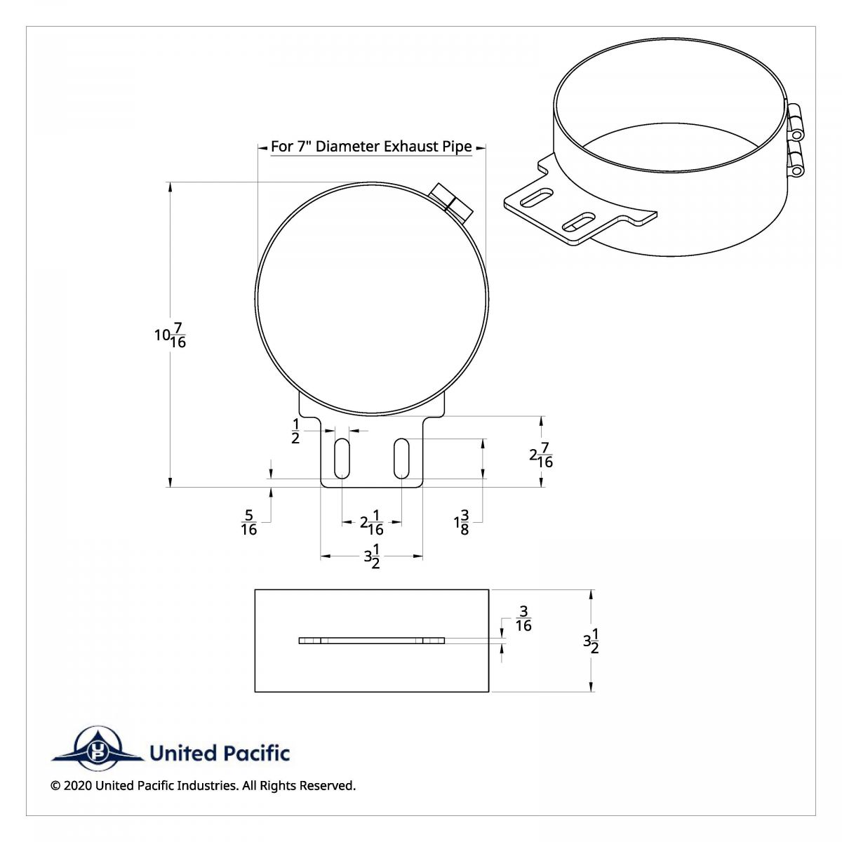 8" Stainless Butt Joint Exhaust Clamp - Straight Bracket - Thumbnail 3