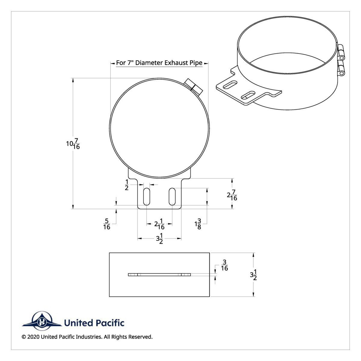 8" Stainless Butt Joint Exhaust Clamp - Straight Bracket - Thumbnail 5