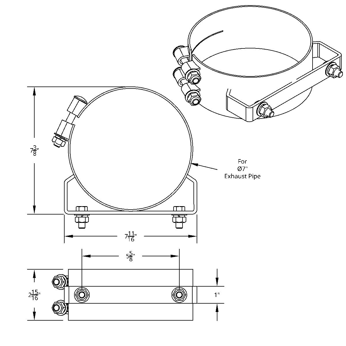 7" Stainless Wide Band Exhaust Clamp - Thumbnail 6
