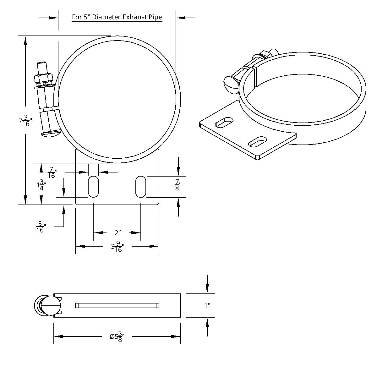 5" Chrome Cab Exhaust Clamp For Peterbilt - Thumbnail 3