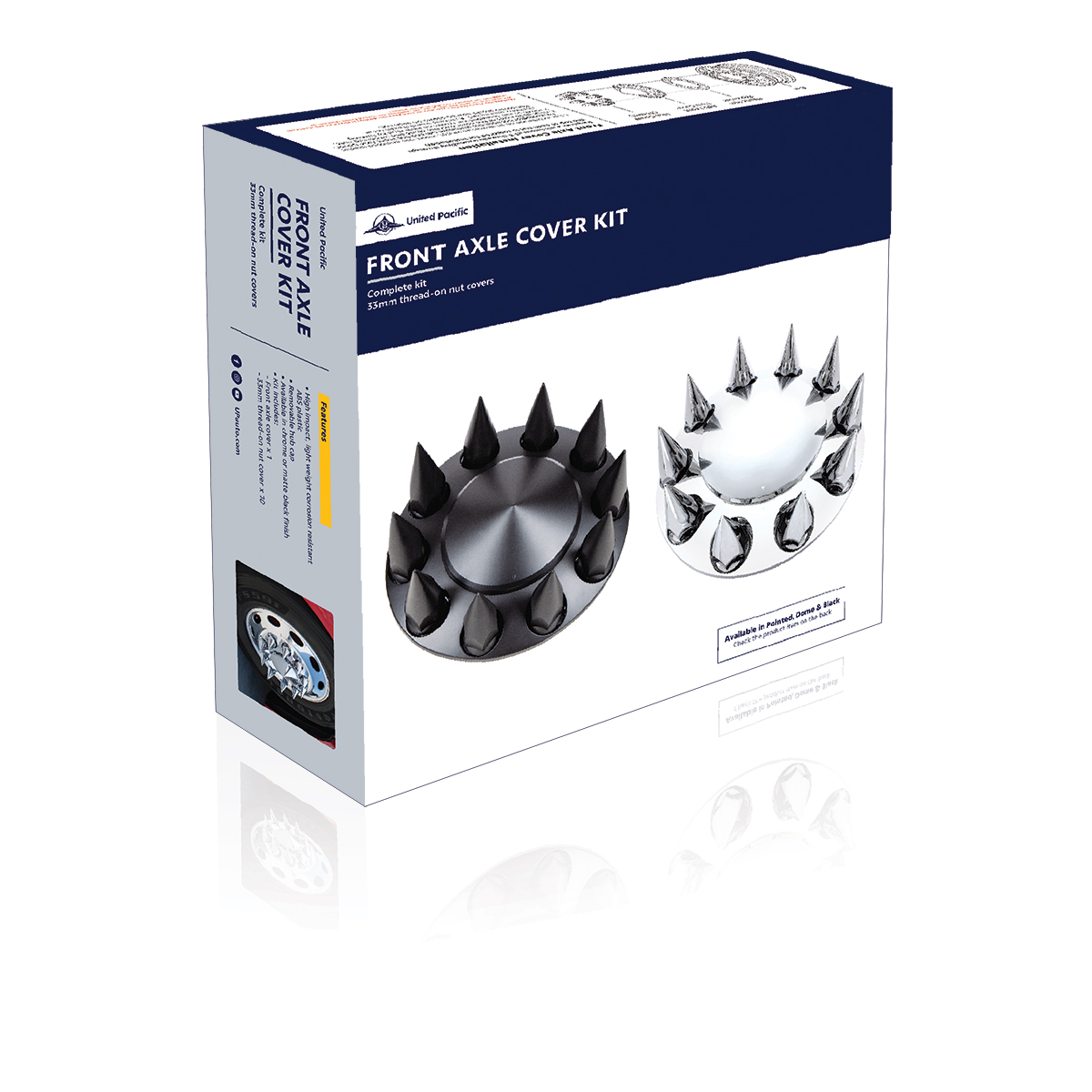 Pointed Front Axle Cover With 33mm Spike Thread-On Nut Covers - Matte Black - Thumbnail 5