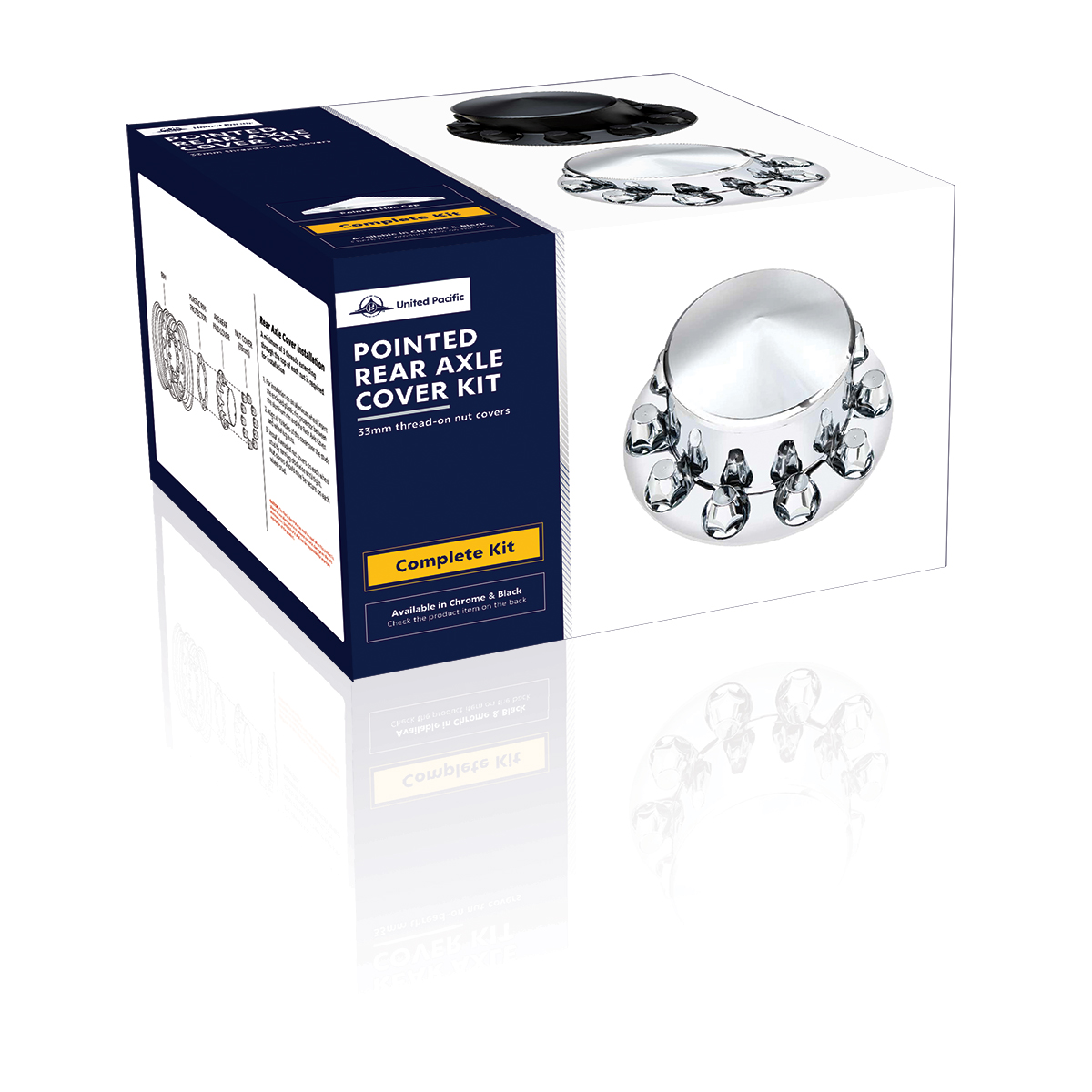 Pointed Rear Axle Cover With 33mm Standard Thread-On Nut Covers - Matte Black - Thumbnail 5