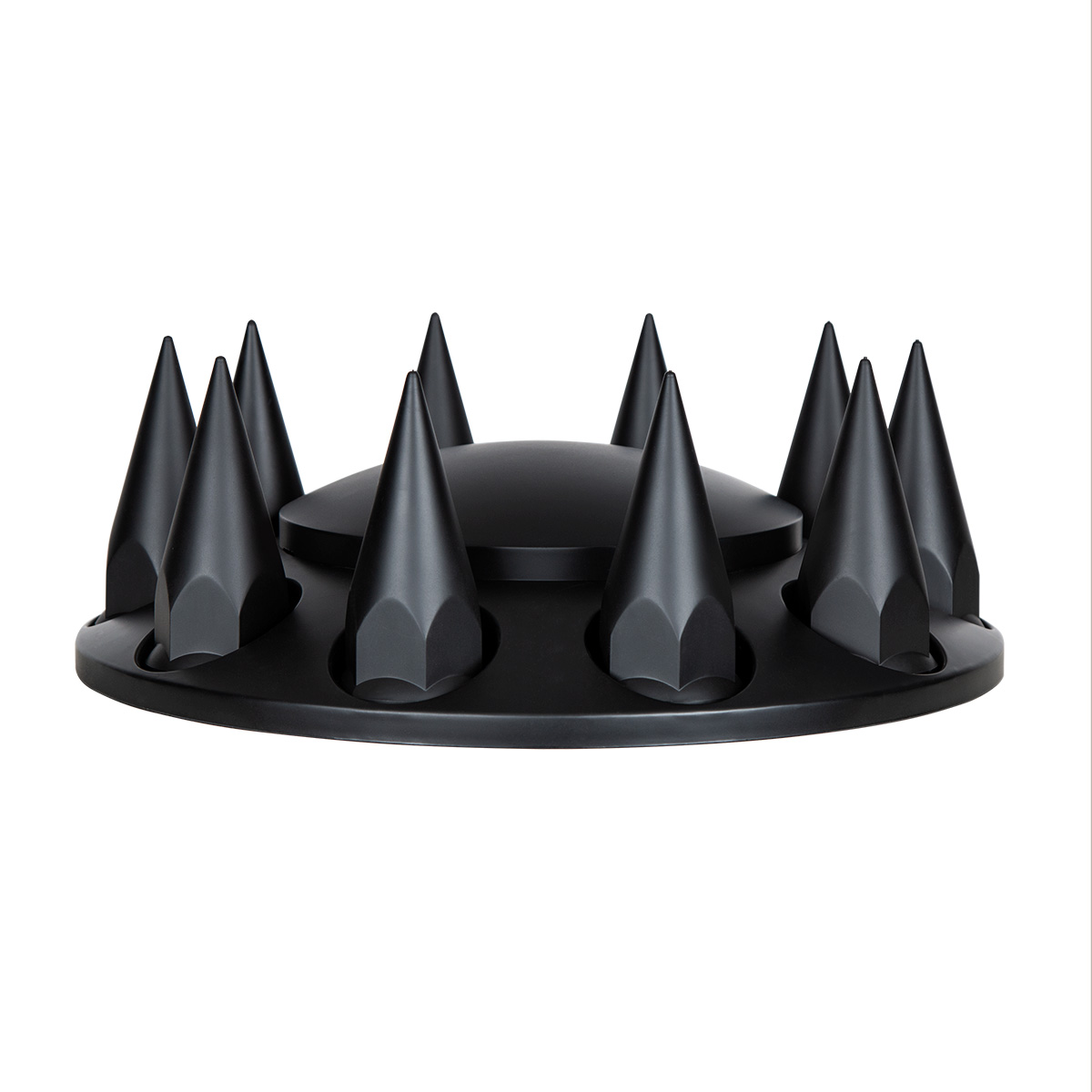 Dome Front Axle Cover With 33mm Spike Thread-On Nut Covers - Matte Black - Thumbnail 3