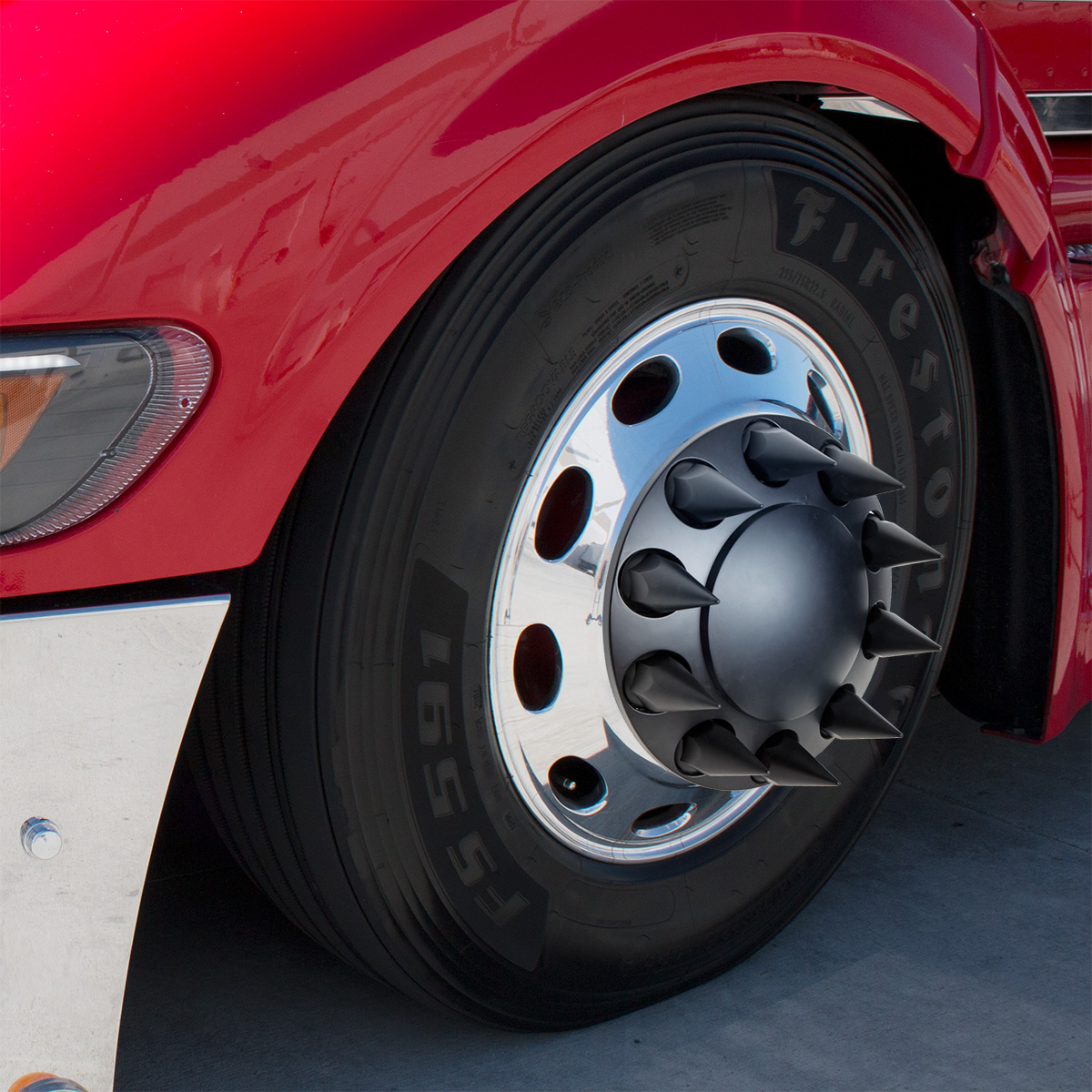 Dome Front Axle Cover With 33mm Spike Thread-On Nut Covers - Matte Black - Thumbnail 4