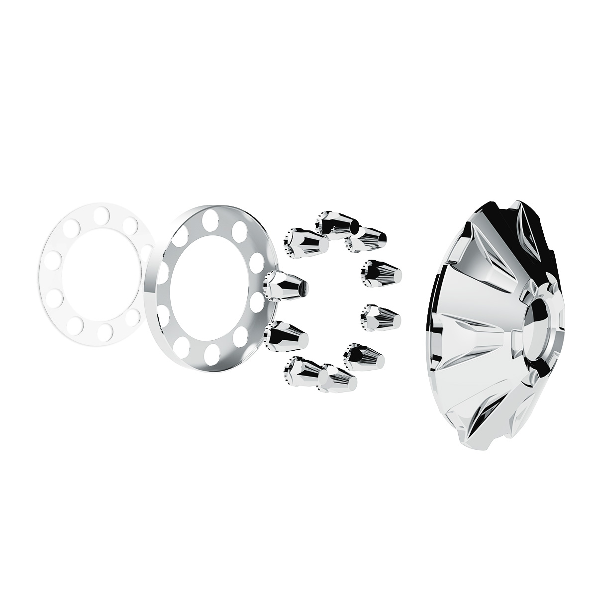 Rubicon Front Axle Cover Kit With 33mm Thread-On Nut Covers-Chrome - Thumbnail 4