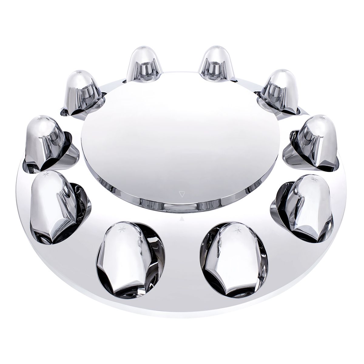 Dome Front Axle Cover With 1-1/2"  Push-On Nut Covers - Chrome (Color Box)