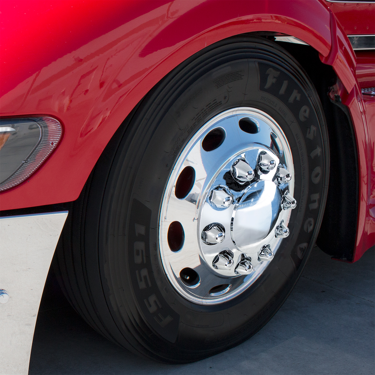 Dome Front Axle Cover With 1-1/2"  Push-On Nut Covers - Chrome (Color Box) - Thumbnail 3