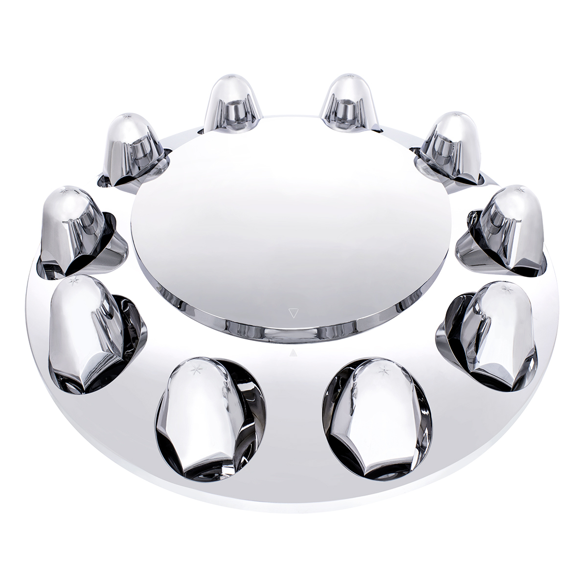 Dome Front Axle Cover With 1-1/2"  Push-On Nut Covers - Chrome (Color Box) - Thumbnail 5