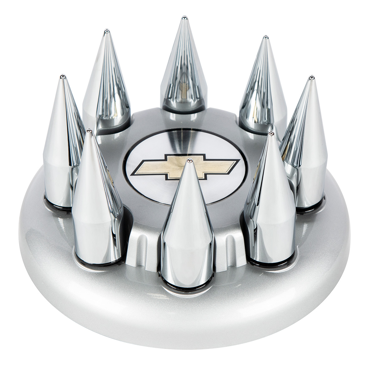 Chrome Spike Hubcap Nut Cover For 1999-2018 Chevy & GMC Full Size Truck - Push-on (Bulk) - Thumbnail 3