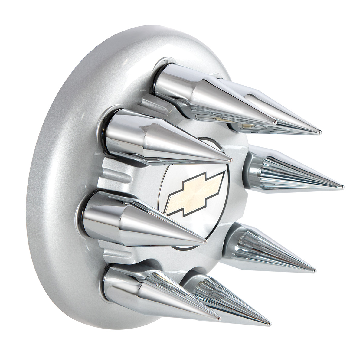 Chrome Spike Hubcap Nut Cover For 1999-2018 Chevy & GMC Full Size Truck - Push-on (Bulk) - Thumbnail 4