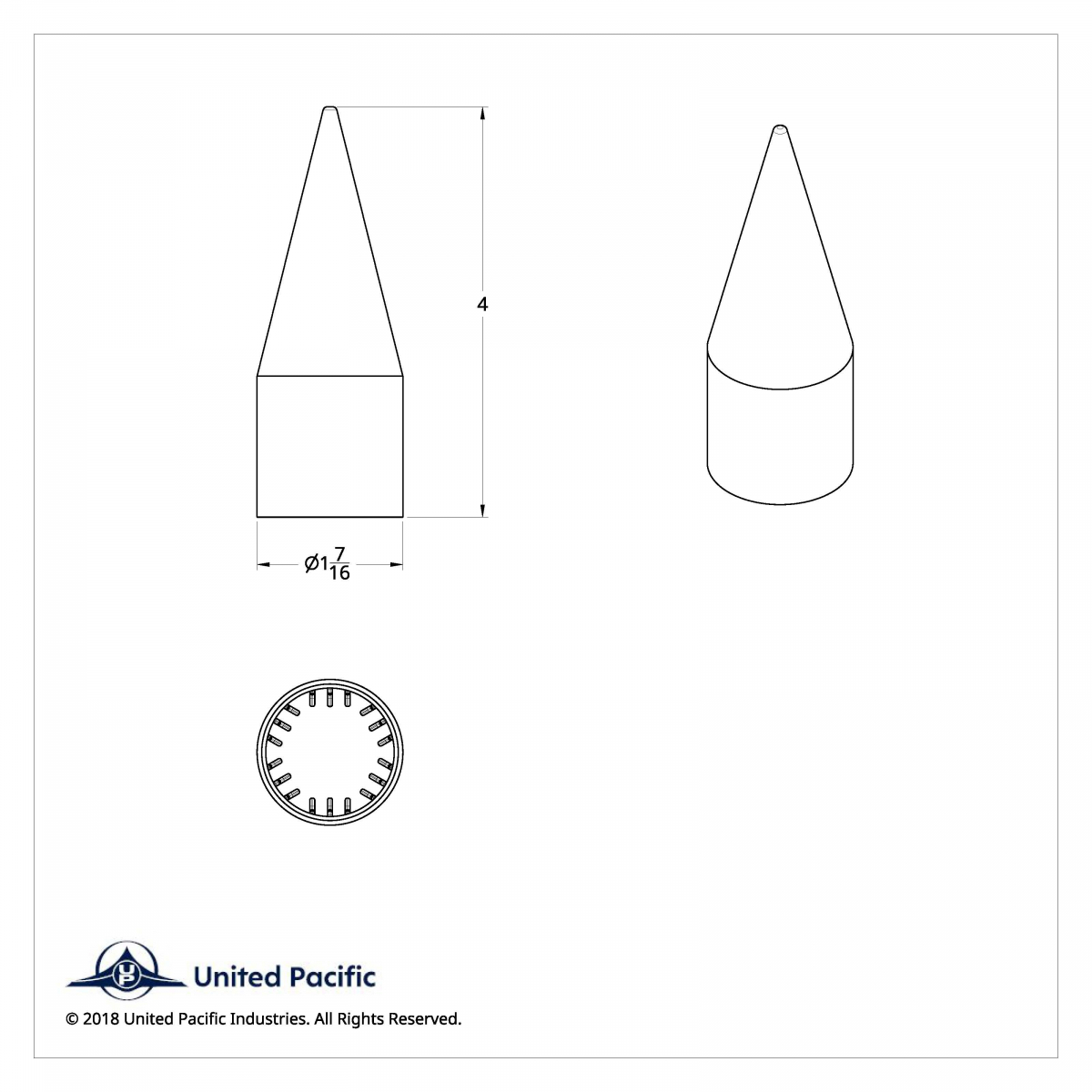 Chrome Spike Hubcap Nut Cover For 1999-2018 Chevy & GMC Full Size Truck - Push-on (Bulk) - Thumbnail 5