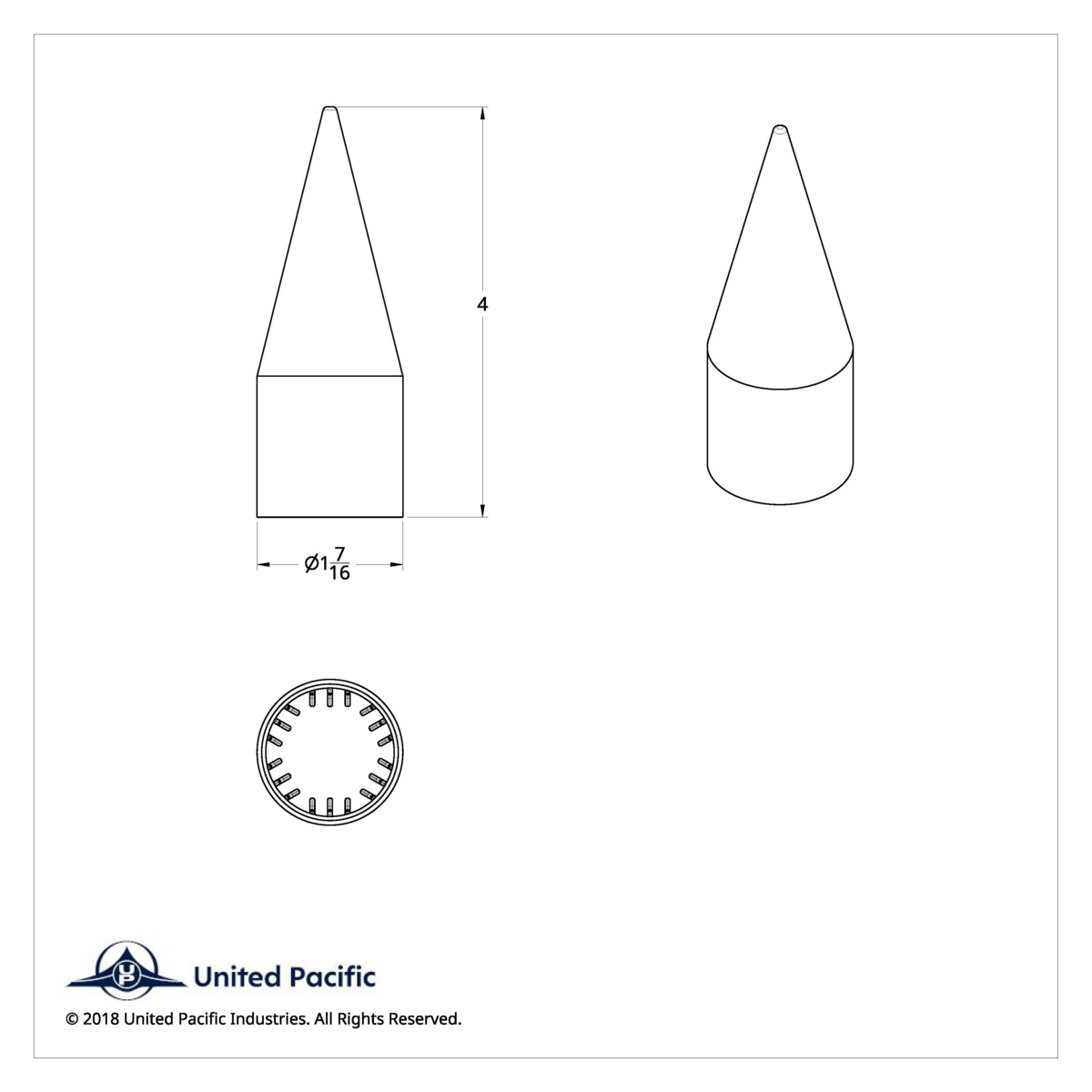 Chrome Spike Hubcap Nut Cover For 1999-2018 Chevy & GMC Full Size Truck - Push-on (Bulk) - Thumbnail 7