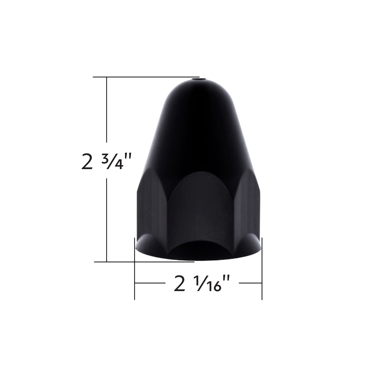 1-1/2" X 2-3/4" Matte Black Painted Plastic Bullet Nut Covers - Push-On (Color Box of 60) - Thumbnail 5