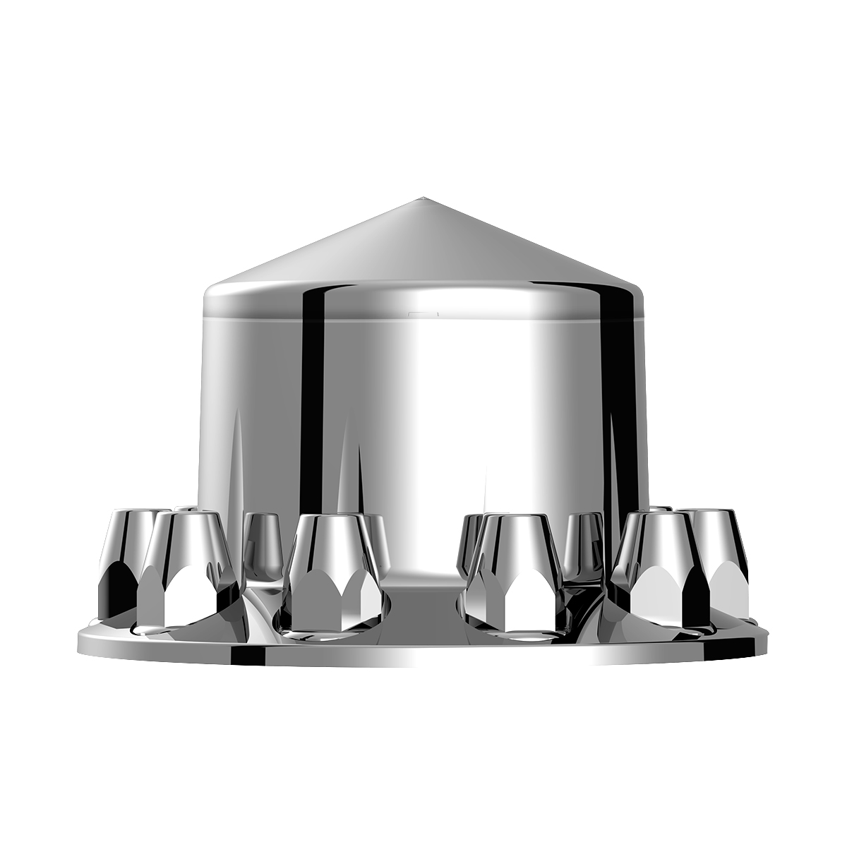 Pointed Rear Axle Cover With 33mm Standard Style Push-On Nut Covers - Chrome - Thumbnail 2