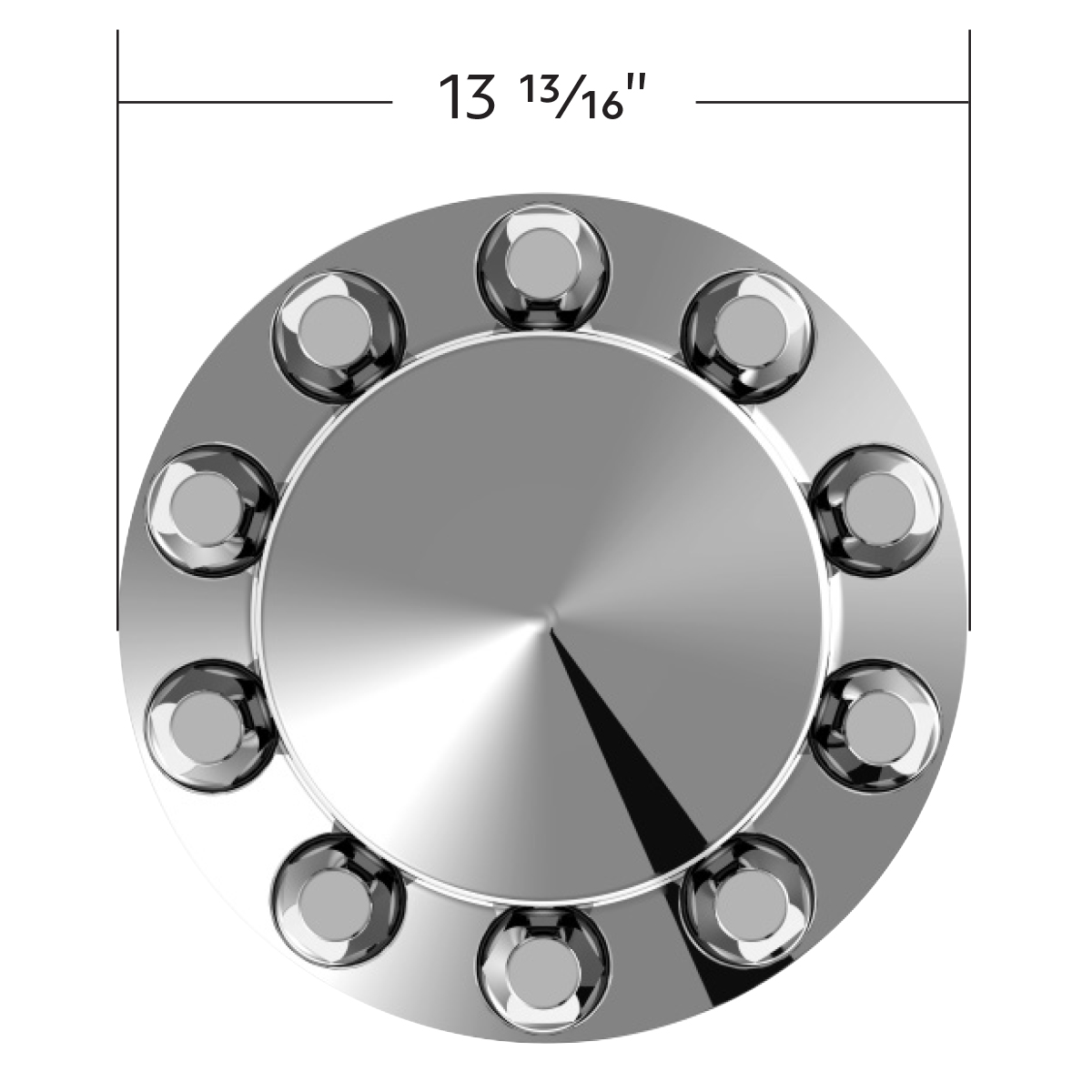 Pointed Rear Axle Cover With 33mm Standard Style Push-On Nut Covers - Chrome - Thumbnail 7