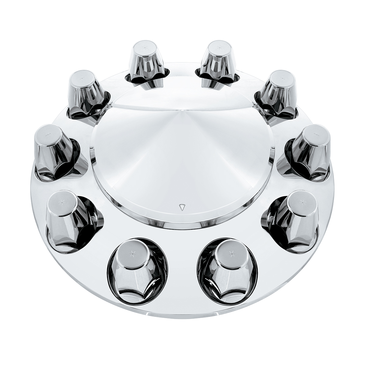 Pointed Front Axle Cover With 33mm Standard Style Push-On Nut Covers - Chrome - Thumbnail 2