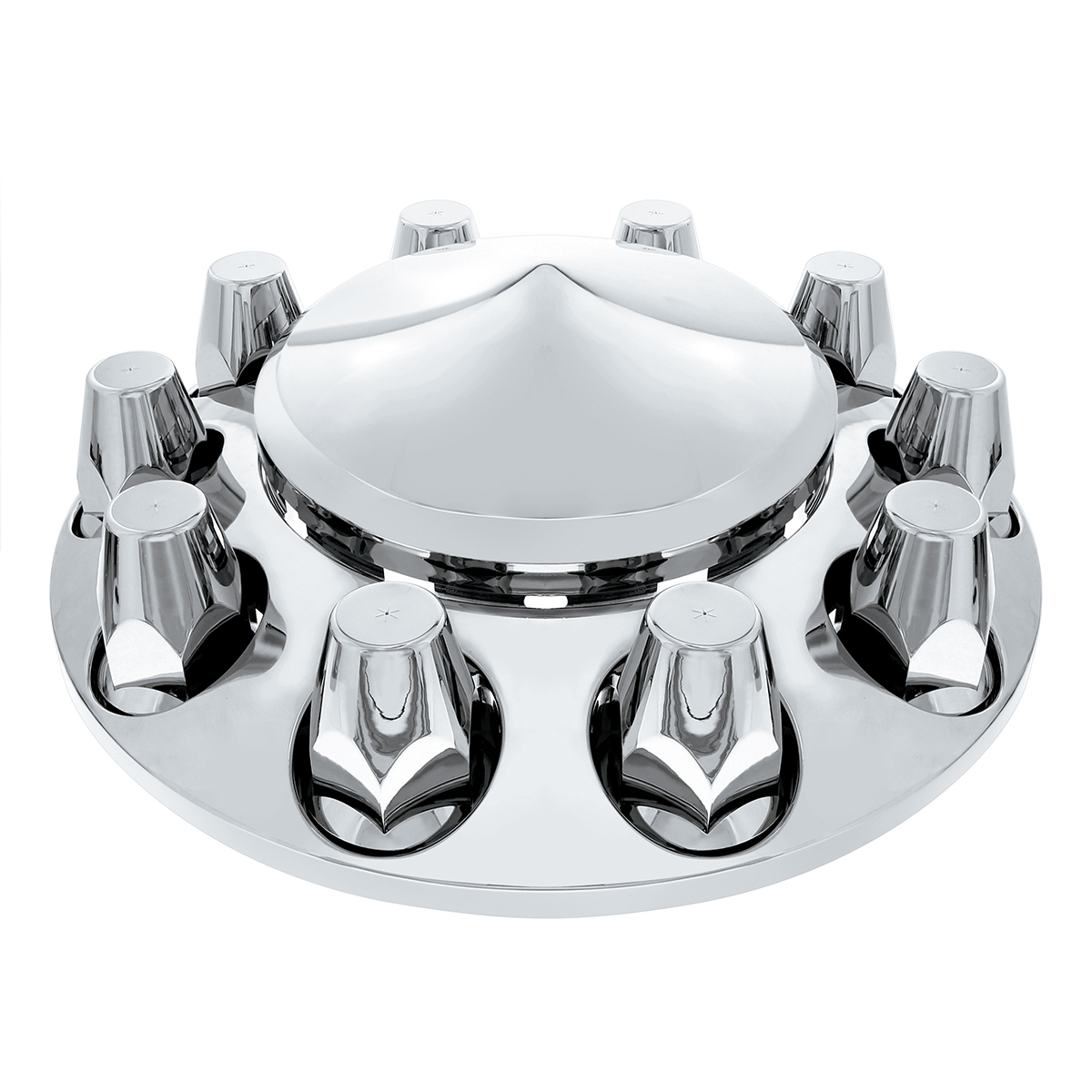 Pointed Front Axle Cover With 33mm Standard Style Push-On Nut Covers - Chrome - Thumbnail 8