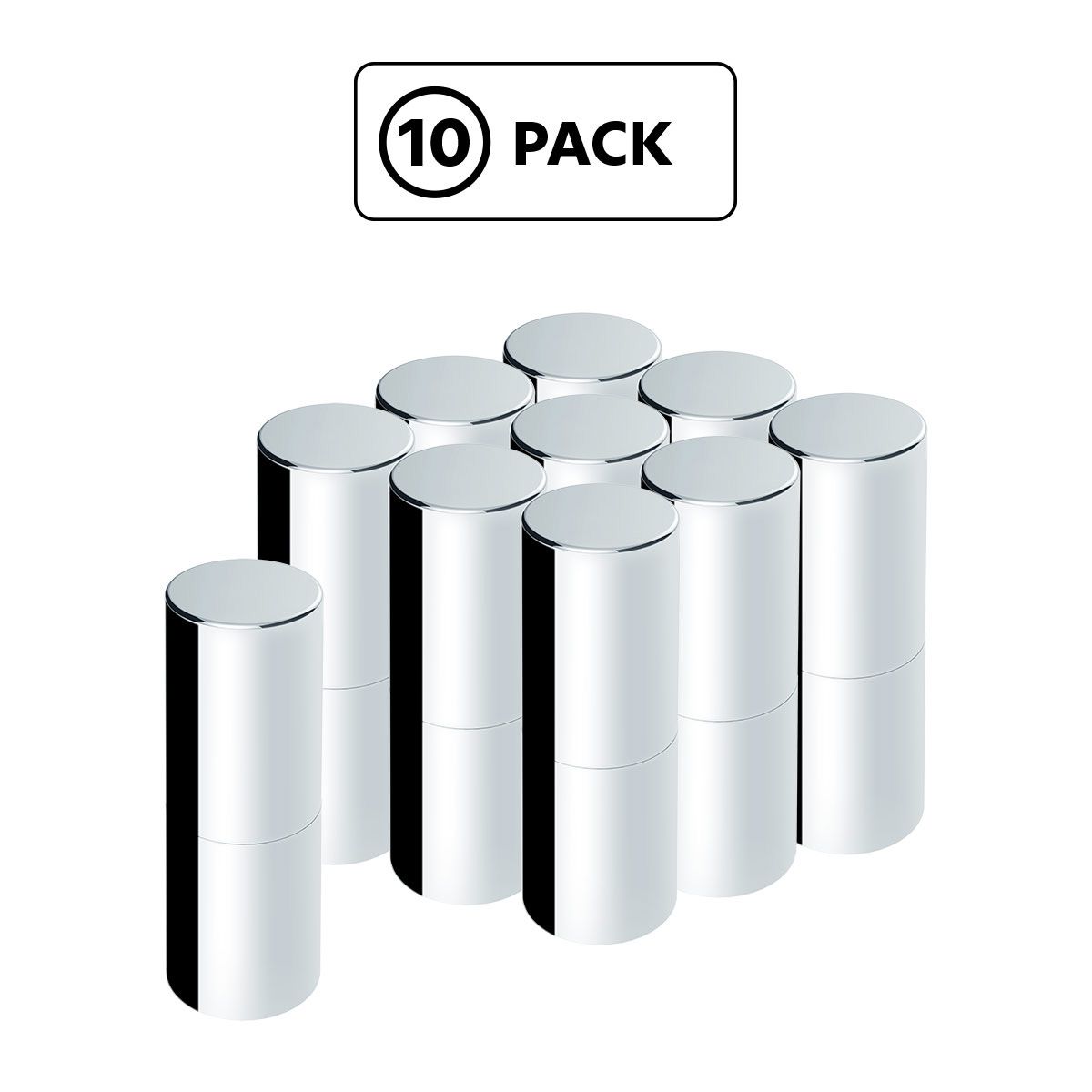 33mm X 6-1/2" Chrome Plastic Tall Cylinder Nut Cover - Thread-On (10 Pcs)