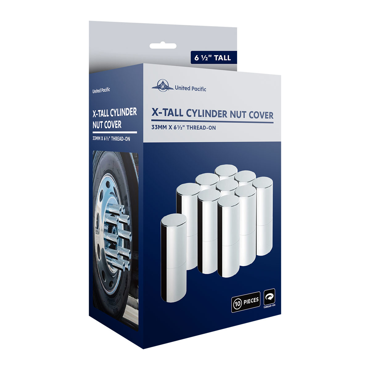 33mm X 6-1/2" Chrome Plastic Tall Cylinder Nut Cover - Thread-On (10 Pcs) - Thumbnail 7