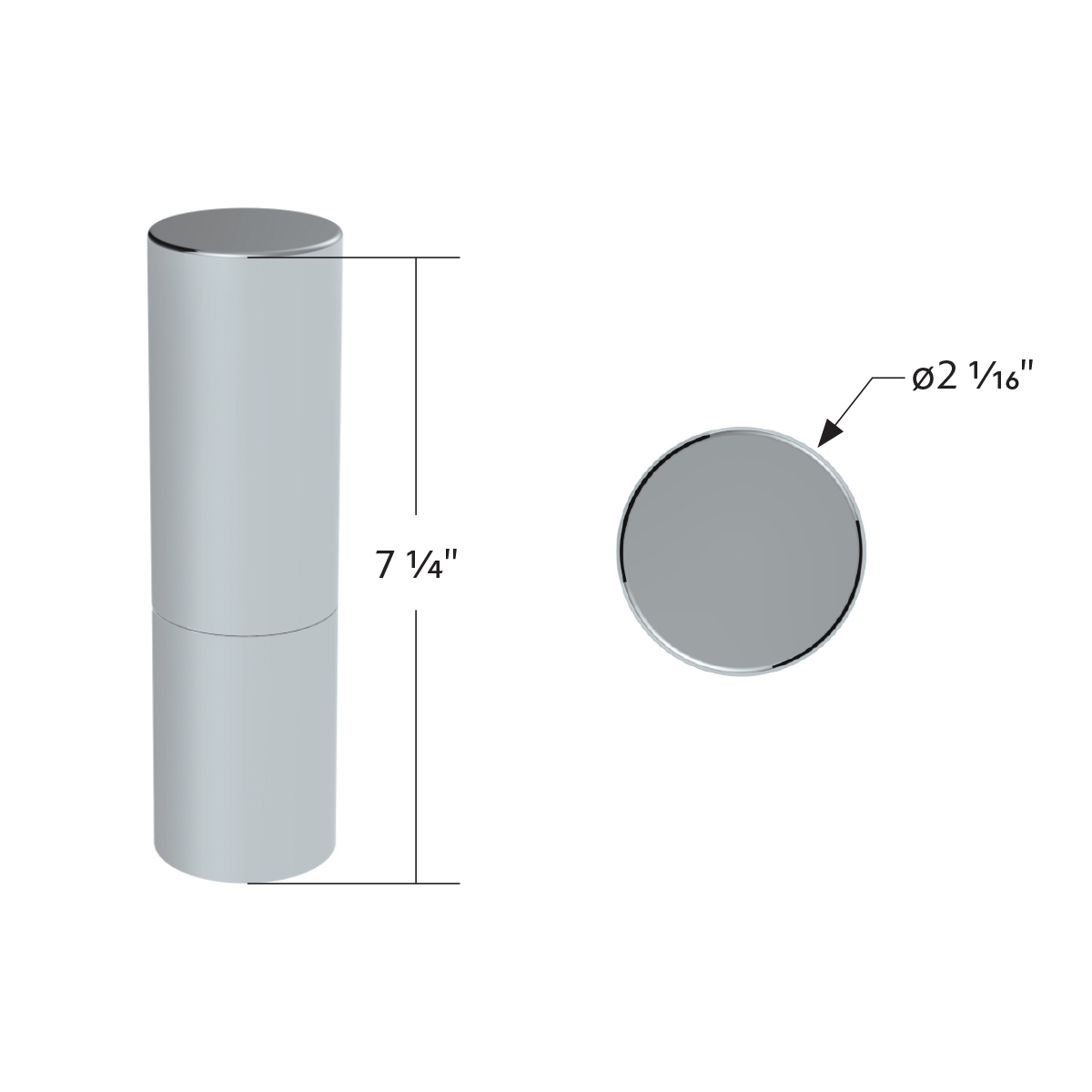 33mm X 7-1/4" Chrome Plastic Tall Cylinder Nut Cover - Thread-On (Bulk) - Thumbnail 5