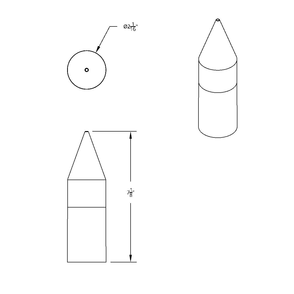 33mm X 7-1/8" Chrome Plastic Tall Spike Nut Cover - Thread-On (Bulk) - Thumbnail 5