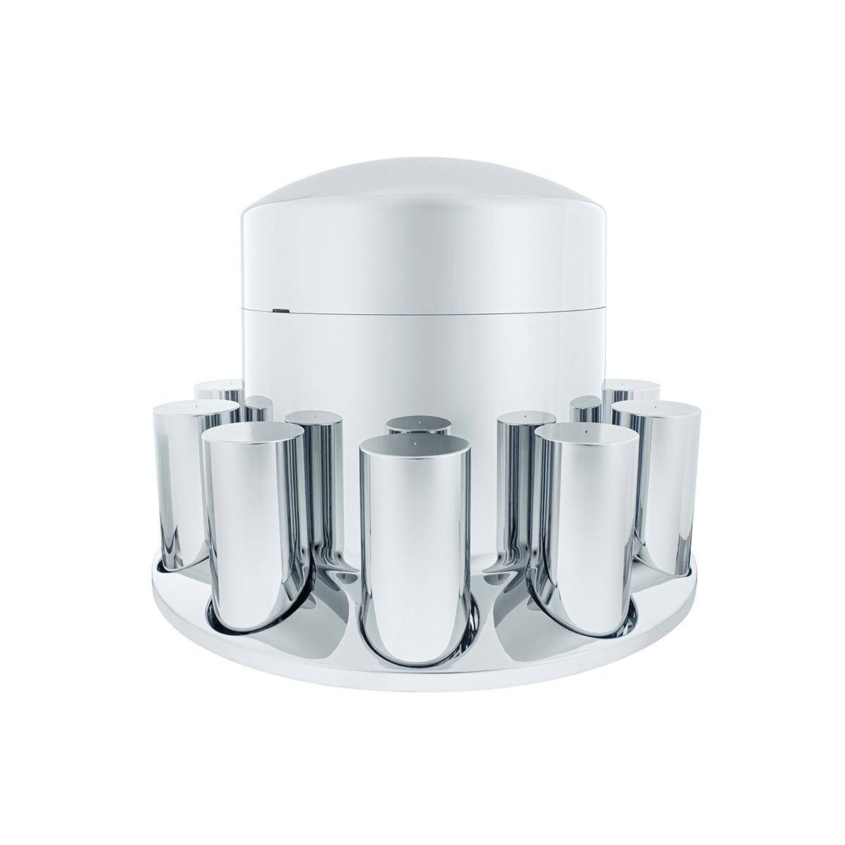 Chrome Plastic Extra Tall Rear Axle Cover With 33mm Thread-On Tall Cylinder Nut Covers - Thumbnail 2