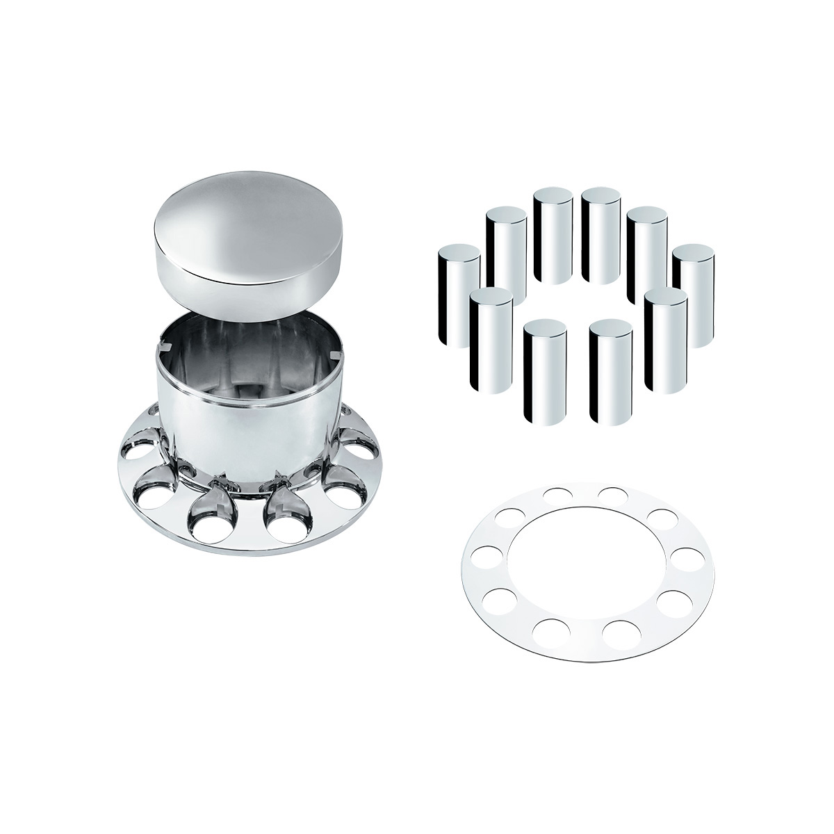 Chrome Plastic Extra Tall Rear Axle Cover With 33mm Thread-On Tall Cylinder Nut Covers - Thumbnail 3