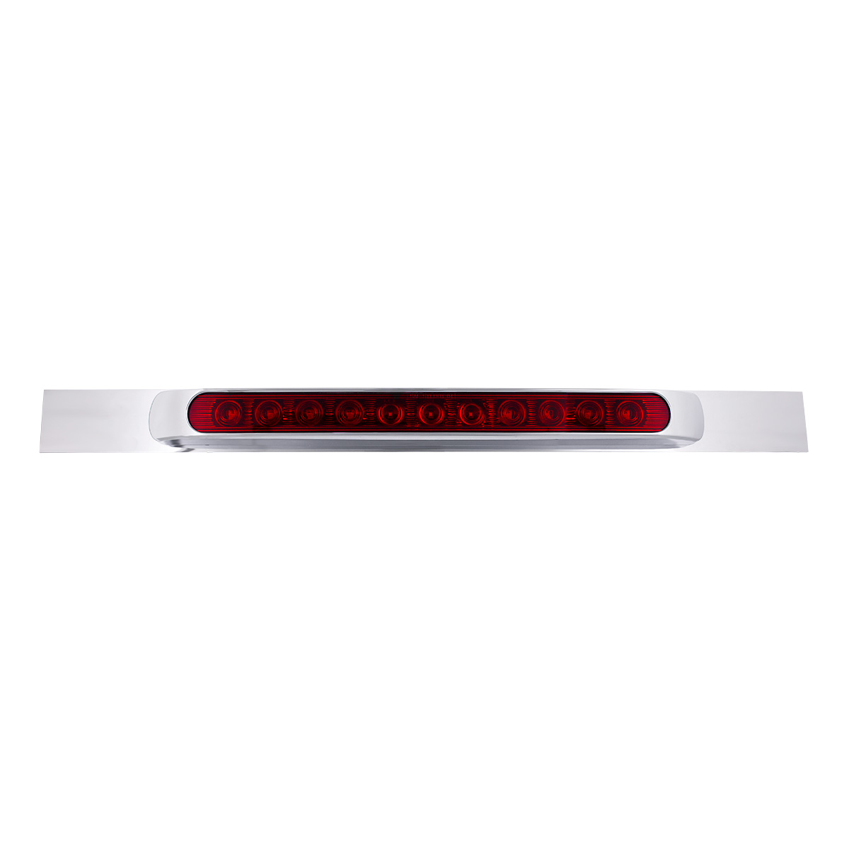 Chrome Top Mud Flap Plate With 11 LED 17" Light Bar & Bezel - Red LED/Red Lens (Each) - Thumbnail 4