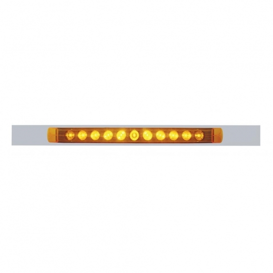 Chrome Top Mud Flap Plate With 11 LED 17" Light Bar - Amber LED/Amber Lens (Each)