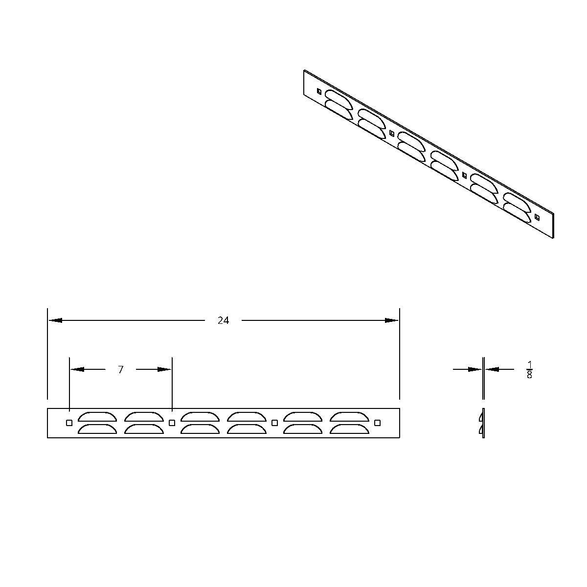 2" X 24" Chrome Louvered Top Mud Flap Plate - Bolt Thru - Thumbnail 2