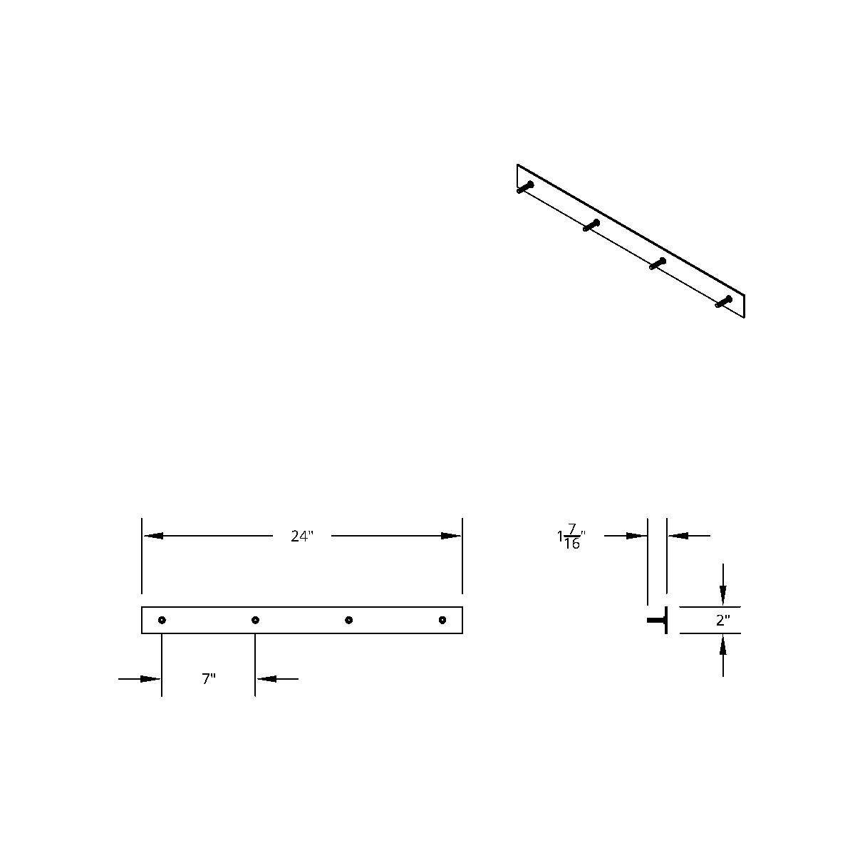 2" X 24" Chrome Top Mud Flap Plate - Welded Stud - Thumbnail 4