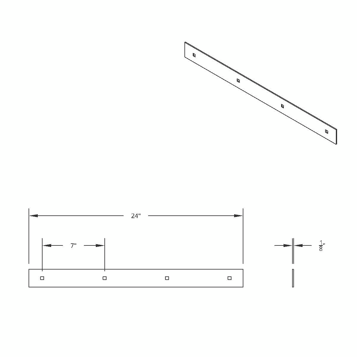 2" X 24" Chrome Top Mud Flap Plain Plate - Bolt Thru - Thumbnail 4