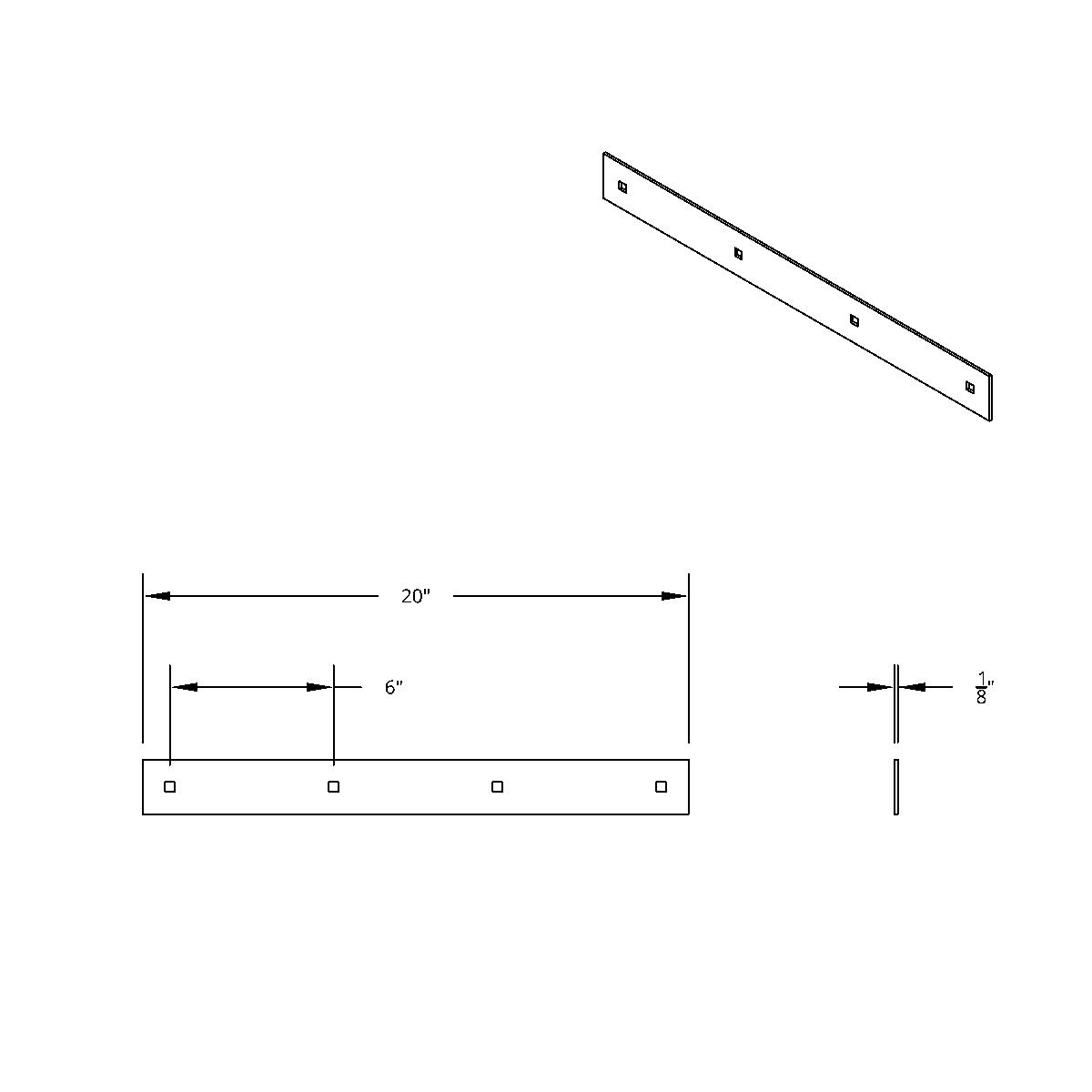 2" X 20" Chrome Top Mud Flap Plain Plate - Bolt Thru - Thumbnail 5