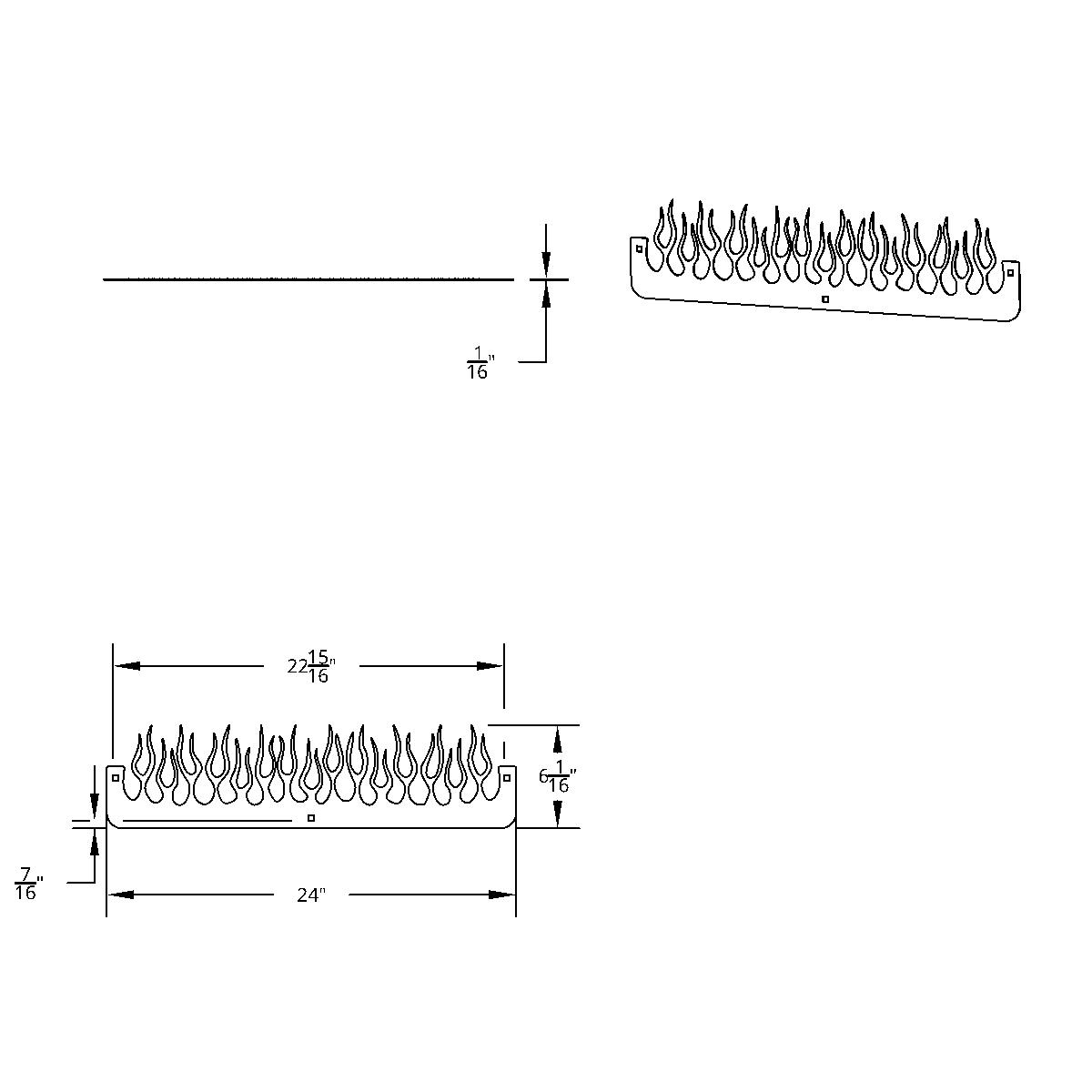 24" Chrome Flame Bottom Mud Flap Plate - Bolt Thru (Bulk) - Thumbnail 2