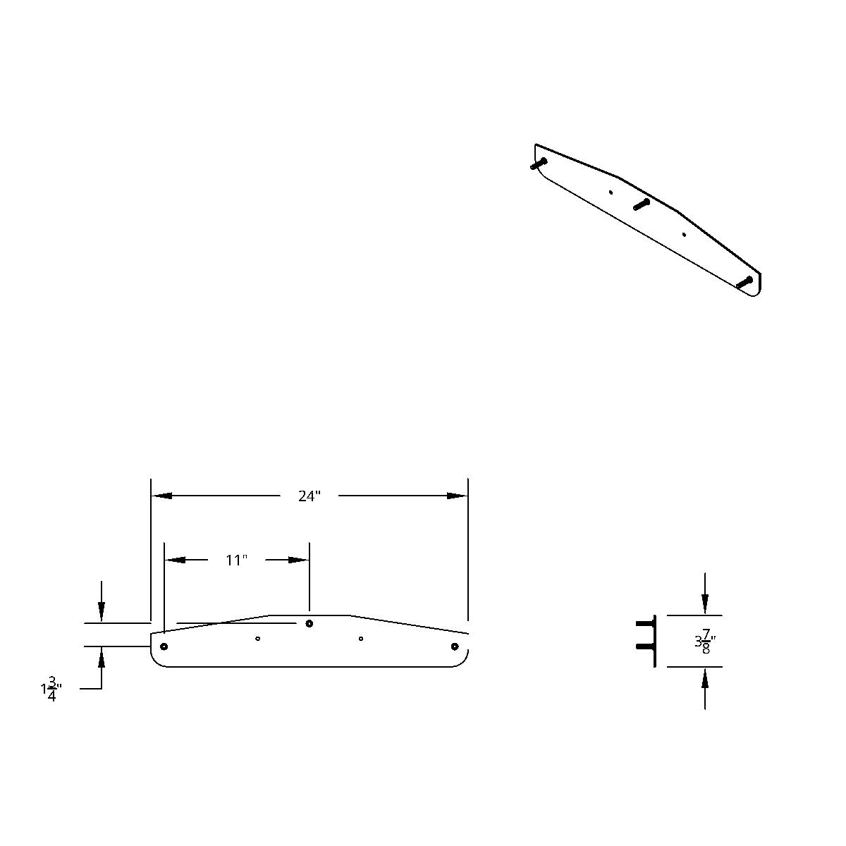 4" X 24" Chrome Bottom Mud Flap Plate With Welded Stud & Oval Emblem Cutout - Thumbnail 3