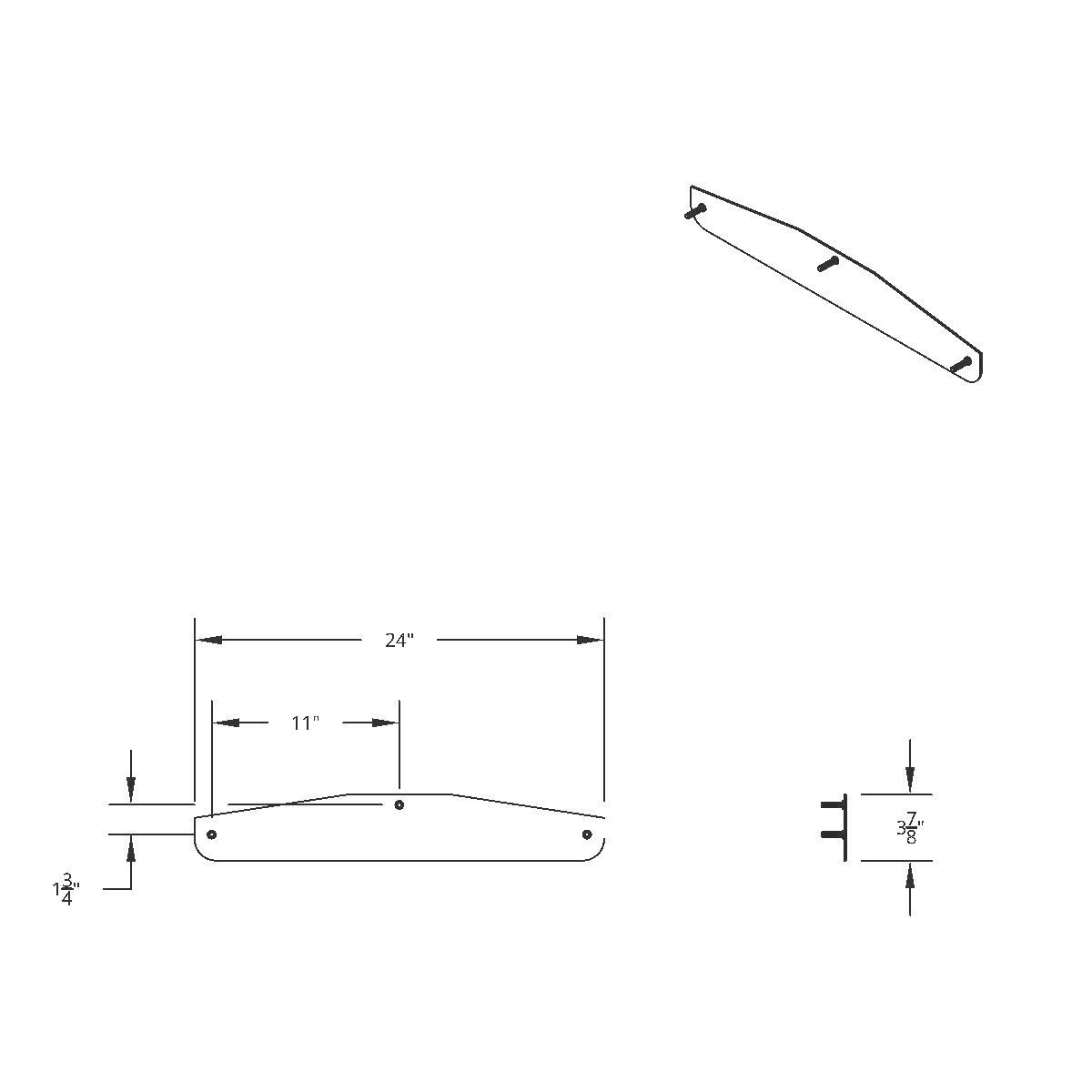 4" X 24" Chrome Standard Bottom Mud Flap Plate - Welded Stud - Thumbnail 3