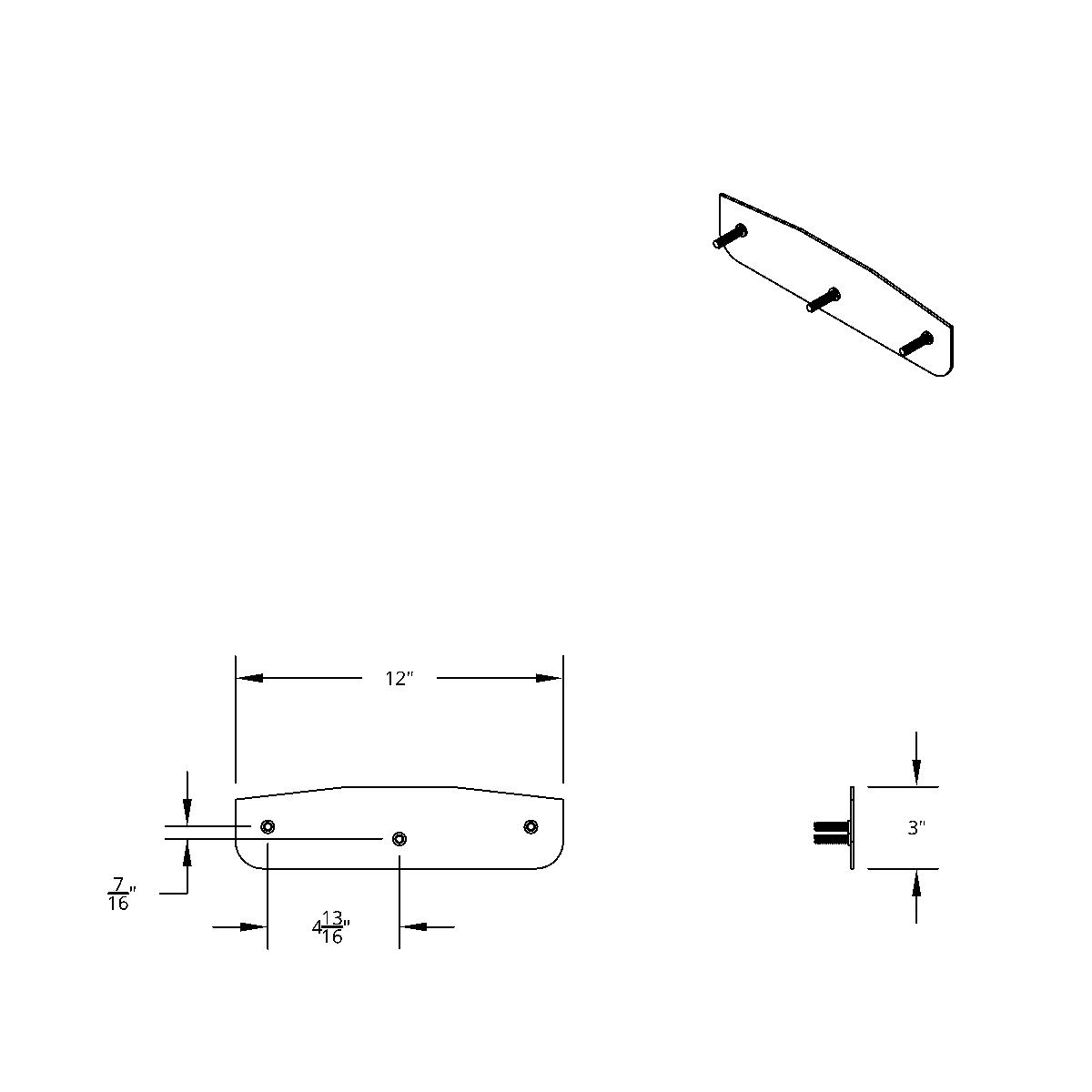 3" X 12" Chrome Standard Bottom Mud Flap Plate - Welded Stud - Thumbnail 6