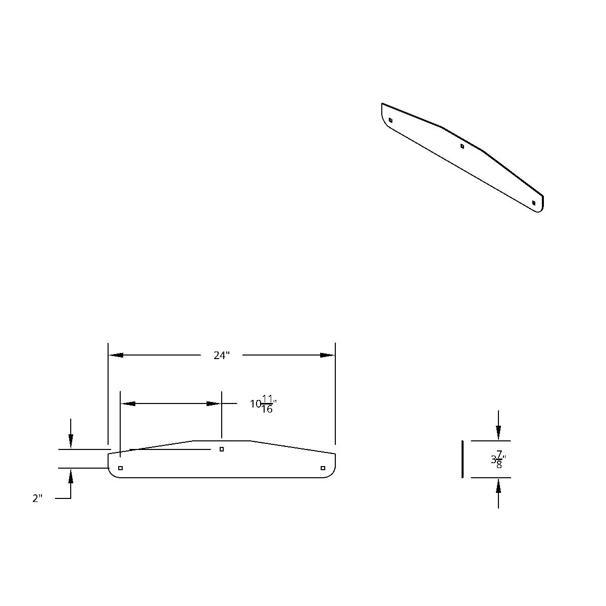 4" X 24" Chrome Standard Bottom Mud Flap Plate - Bolt Thru - Thumbnail 3