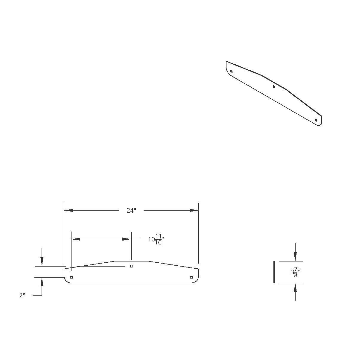 4" X 24" Chrome Standard Bottom Mud Flap Plate - Bolt Thru (Box of 2) - Thumbnail 5