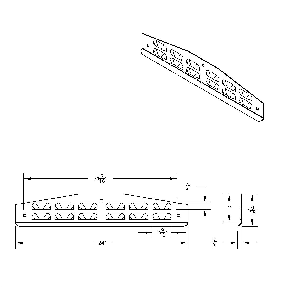 4" X 24" Chrome Louvered Bottom Mud Flap Plate With Lip - Bolt Thru - Thumbnail 2