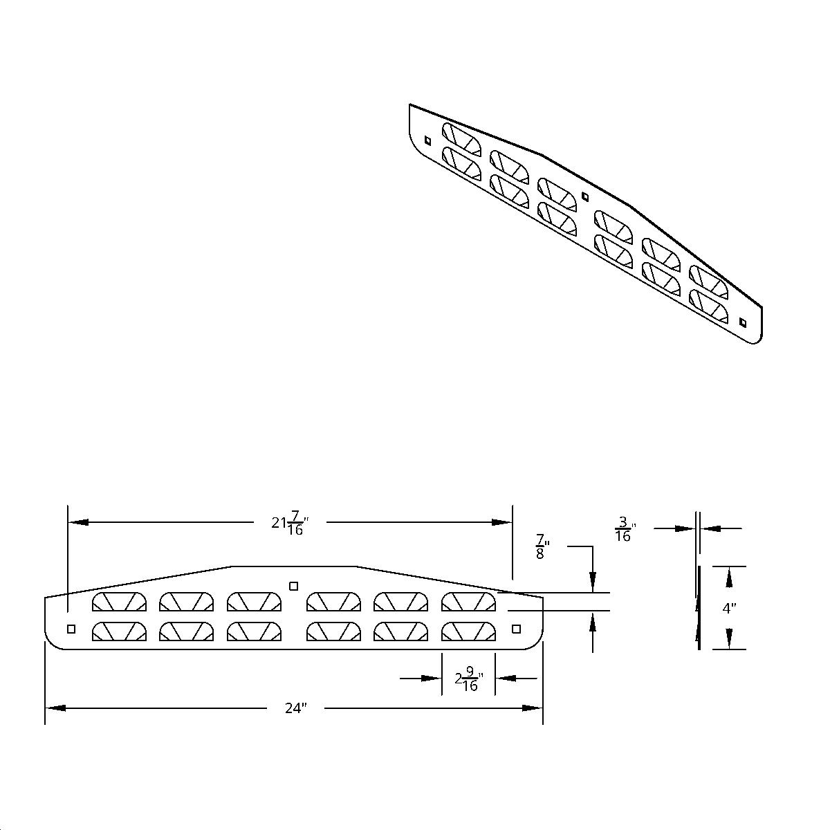4" X 24" Chrome Louvered Bottom Mud Flap Plate - Bolt Thru - Thumbnail 4